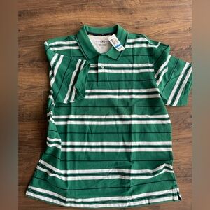 Brand New Club Room Men’s Green And White Striped Short Sleeve Polo XL